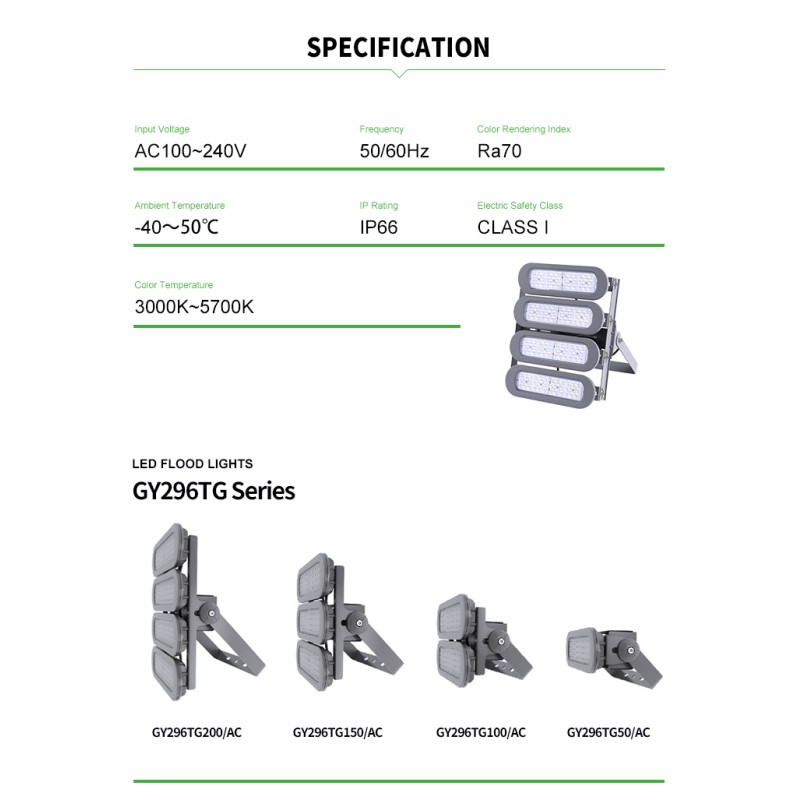 Modular IP66 200w Led Dimmable Flood Lights Heat Extraction