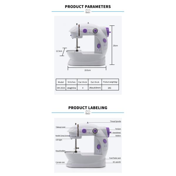 Easy to Operate Sewing Machine Mini Portable Household with Night Light and Foot Pedal