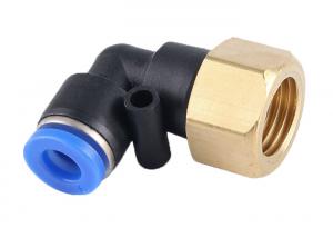 China PLF Series Push Connect Air Fittings 90 Degree Pneumatic Tube Male Elbow 1/4 NPT Thread factory