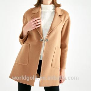 China Camel Color Long Womens Coat , Fashion Design Winter Wool Jacket factory