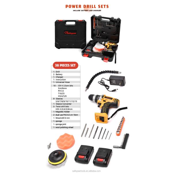 21Volt Cordless Power Tools Combo Kits 41PCS Lithium Ion Battery Operated Drill Machine