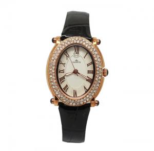 China OEM Oval Alloy Case Diamond Quartz Watch White Leather Band Quartz Watch For Ladies on sale