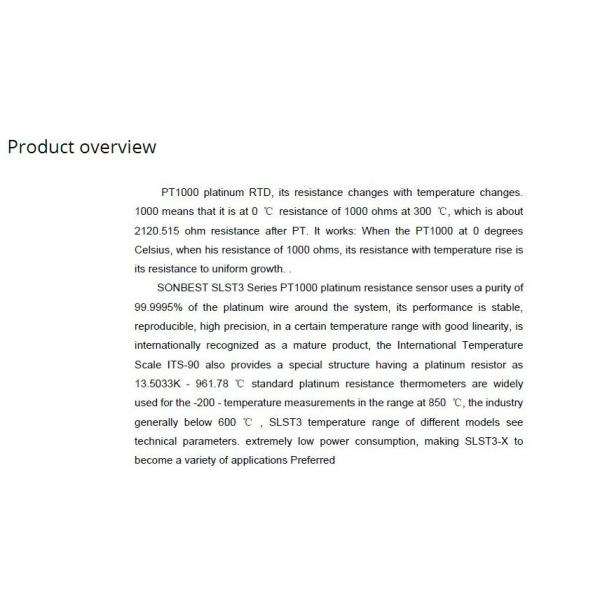 SLST3-14 aircraft type PT1000 temperature sensor