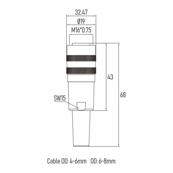 M16 Field Wireable Connector Male 4 Pin EMI Shielded Connector Soldering Type