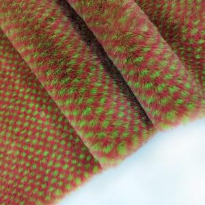 China Plaid Printed Brown Faux Fur Fabric 350gsm Thermal Long Pile For Balnkets Toys factory