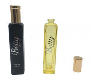 China STOCK Mini Refillable Glass Perfume Bottles 20ml Square With Sprayer / Gold Caps on sale
