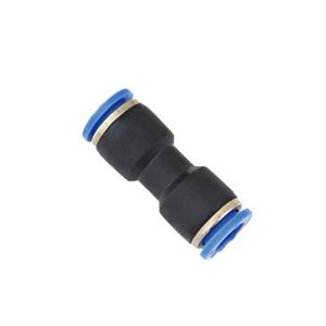 China PU Two Way Straight Equal Socket Pneumatic Tube Fitting Black Colour factory