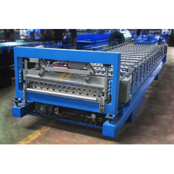 High Efficiency Blue Color Corrugated Forming Machine With Mitsubishi PLC