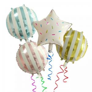 China Round Stripe Pattern Foil Helium Mylar Balloon 18inch for Tik Tok Party Decoration factory