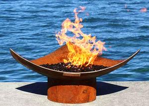 China Corten Steel Modern Fire Bowls Outdoor , Large Metal Fire Pit 50cm Height factory