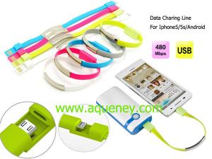 China Promotion gift date charging line with silicone wristband with wholesale price factory