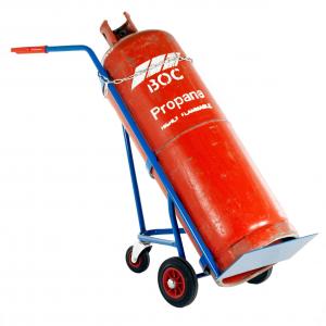 China Powder Coating Propane Cylinder Trolley Oxygen Tank Carrier With Wheels on sale