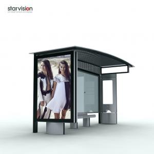 China Polycarbonate Roofing Digital City Bus Shelter With Digital Advertising Display factory