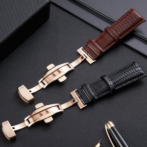 China 2020 Leather Fish Pattern Leather Band Soft Double Press Butterfly Buckle Strap Metal Buckle Pin Buckle 16mm18mm20mm22mm factory