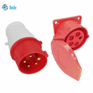 China Industrial Plug 3 Phase Socket 5 Pins 3P+N+E 16A PP Material Housing Brass Contact Pins factory