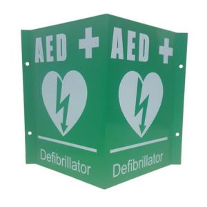 China PVC Plastic 3 Way Sign Of AED , Custom Printing V Shaped First Aid AED Sign factory