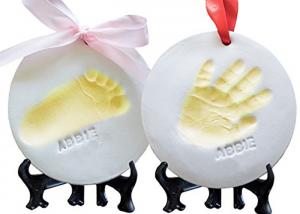 China Little Baby Clay Impression Kit Ribbon Imprint Keepsake Baby Footprint Kits on sale