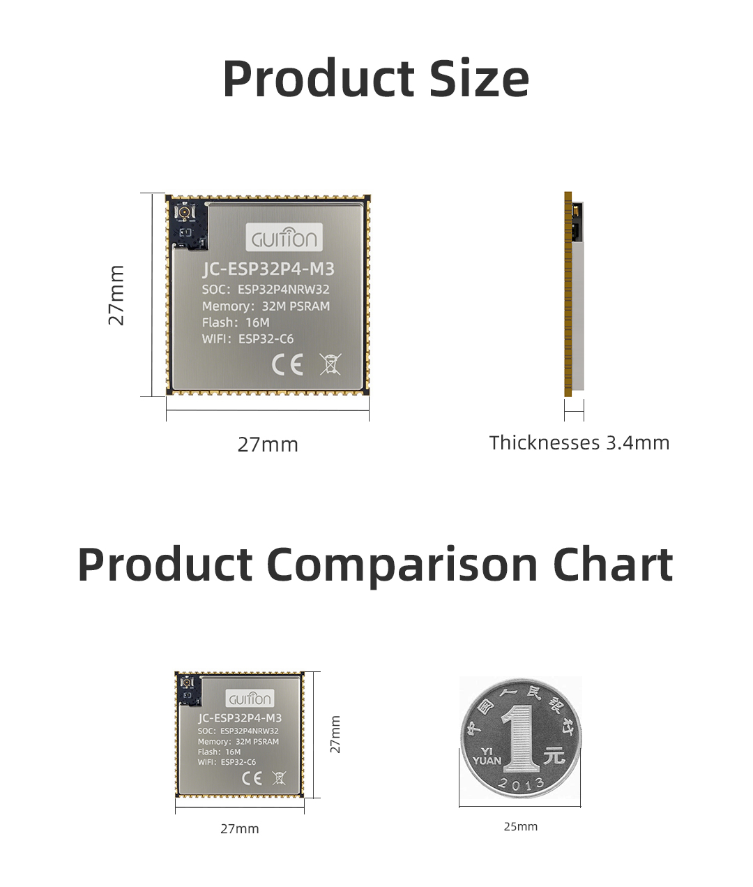 JC-ESP32P4-M3-C6 ESP32-P4 Core Development Board | Ideal for High Performance MCU Evaluation and Application