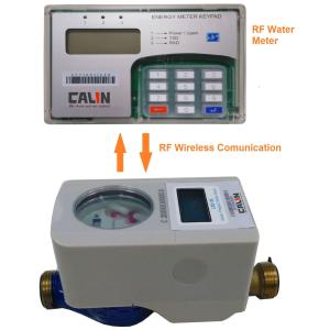 LCD Display Wireless Water Meter , Battery Driven Water Prepaid Meters split CIU