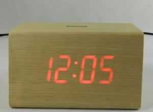 LED Wooden Digital Table Clock with Touch Function for Snooze