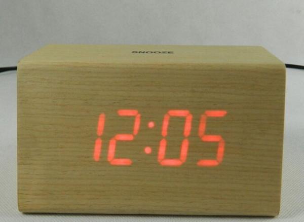 China LED Wooden Digital Table Clock with Touch Function for Snooze factory