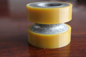 China Yellow High Density Polyurethane Wheels Heavy Duty Coating Rollers Wheels Replacement factory