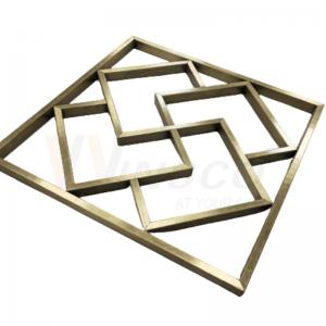 China Customized Titanium Gold Stainless Steel Metal Fabrication Geometric Abstract Wall Sculpture Art factory
