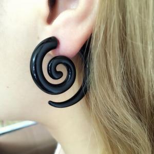 China Ethnic Black Spiral Earrings Ear Plugs Acrylic Piercing Drop Earring Punk Twister Earrings for Women factory