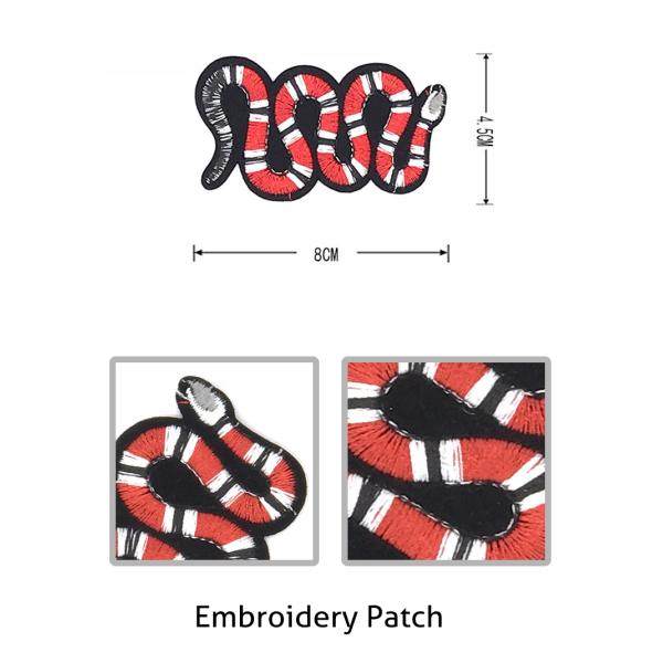 Popular Durable Snake Embroidery Patch , Eco Friendly Snake Iron On Patch Custom Color