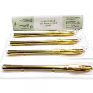 China Golden Luxury 45° Angle Blister Disposable Microblading Pen With 9 12 14 17 18U Needle Single factory