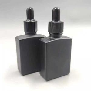 China 30ml 50ml Essential Oil Dropper Bottle Black Frosted Square factory