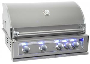 China Luxury outdoor bbq kitchen built in gas bbq grill bbq island with back burner, LED light , cast SUS 304 Burner for US factory