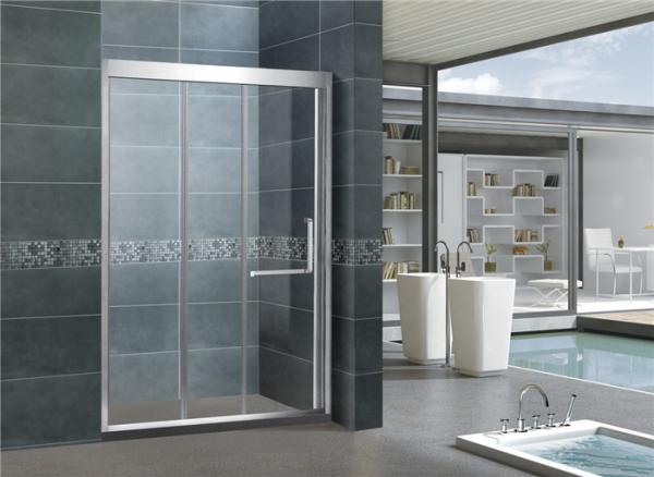China Mirror Color Finished 304 Stainless Shower Boxes With Frame Inline Two Sliding Doors factory