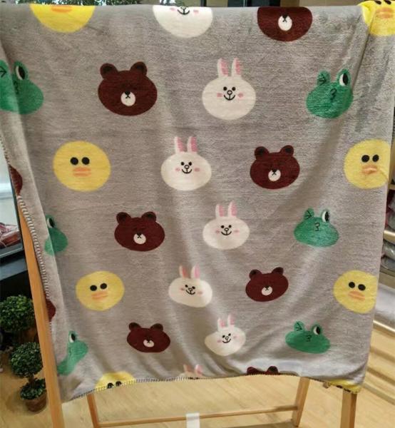 China Teddy Bear Cartoon Print Blanket / Animal Print Baby Flannel Blanket Eco Friendly factory