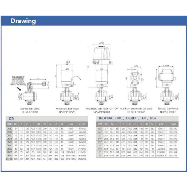 2 INCH 1.4301 butterfly Electric Sanitary Ball Valve with CIP clean function