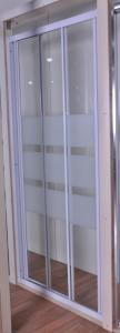 China Custom Glass Shower Door , 3Pcs Shower Sliding Glass Doors With White Painted Profile on sale