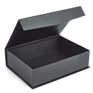 China Rigid Gift Boxes with Lids Black Gift Box with Magnetic Closure Matt Lamination 2mm Cardboard Material factory