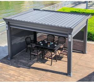 China Outdoor Aluminum Retractable Pergola Patio Roof Leisure Pavilion on sale