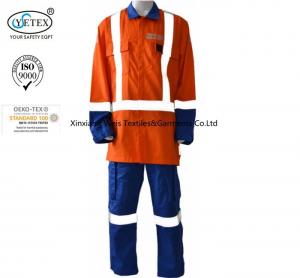 China Anti Arc Flash Fire Retardant Suit / Fire Retardant Boiler Suit With Reflective Trim on sale