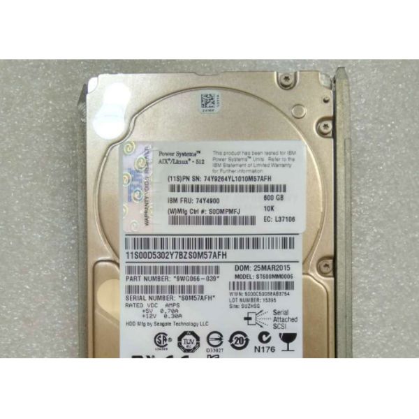1790 P Series IBM Hard Disk 74Y4901 600G 10K SAS 74Y4900 74Y7442 74Y4894