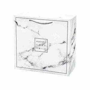 China Boutique Recycled 250gsm Marble Paper Gift Bags Boxes For Cosmetic Clothes factory