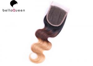 China Three Tones Body Wave Human Hair Lace Closure With 4x4 Lace on sale