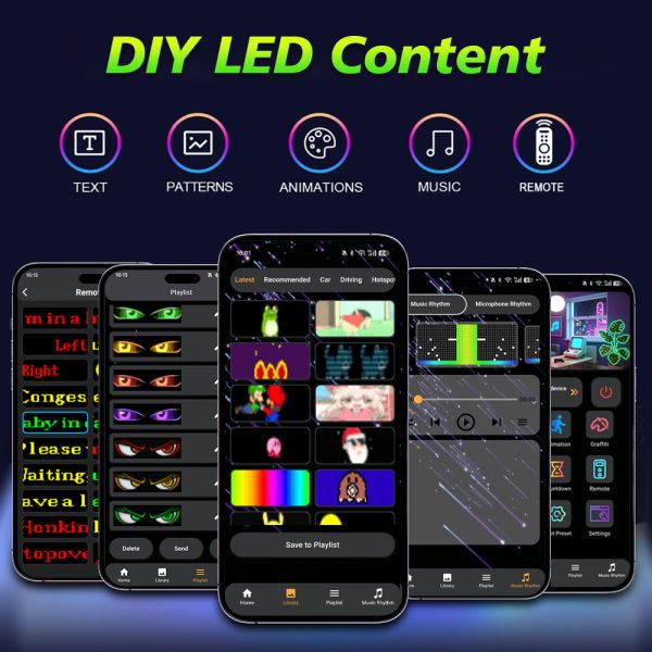 Scrolling Huge Bright Advertising LED Signs, 23.4''x4.7'' Flexible Custom USB 5V Bluetooth APP Control Text Pattern Animation Programmble LED Sign for