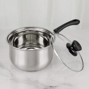 China Kitchenware Stainless Steel Soup Boiling Pot Milk Pan with Glass Lid factory