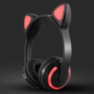 China OEM factory Wireless LED lights cat ear headphones special gift computer headset over ear headphone on sale