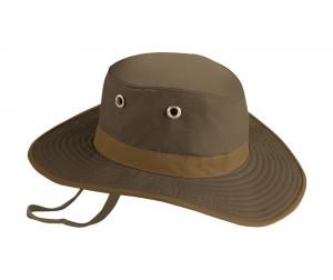 China Broad Brimmed Waxed Cotton Hat , Leather Belt Poly String Tan Mens Summer Brim Hats on sale