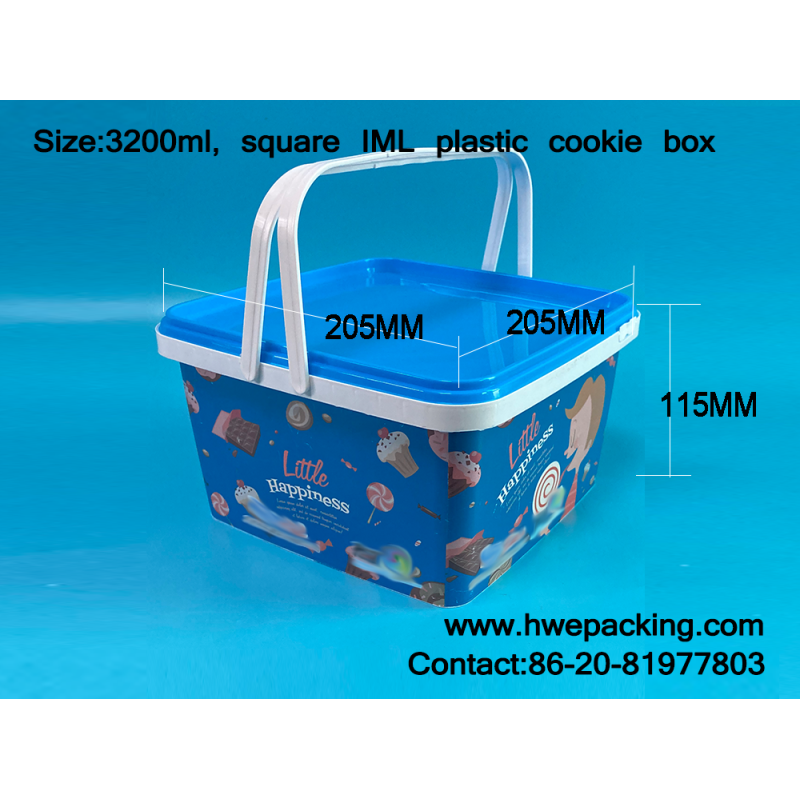 Custom Square 195mm 113OZ Cookie Biscuit IML Container