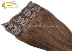 China Hot selling 16 Remy Human Hair Extensions for sale - 40 CM Brown Full Set 7 Pieces of Clips-In Remy Hair Wefts for Sale on sale