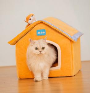 China Pink Orange Cat Sleeping House For Cat & Dog Beds With Soft Pillow on sale