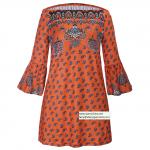 sexy printed flower short dress for women in long flounce sleeve with off the